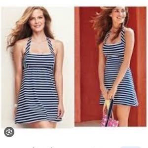 LANDS END Tankini Striped Swim Dress